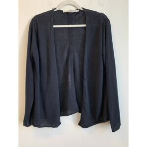 Women’s Sweater Contemporaine Simon Open Front Back Button Down Black Cardigan L